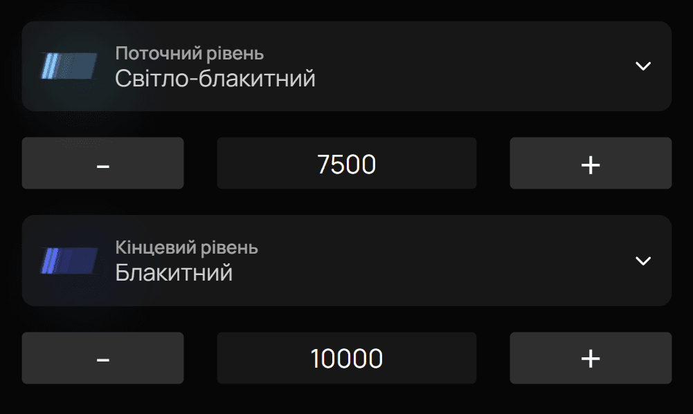 Вибір поточного і бажаного рейтингу CS2 Premier